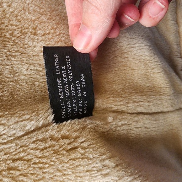 Vintage XL Leather Fur Trim Shearling Belted Coat Tan Marcia Collection - Picture 6 of 13